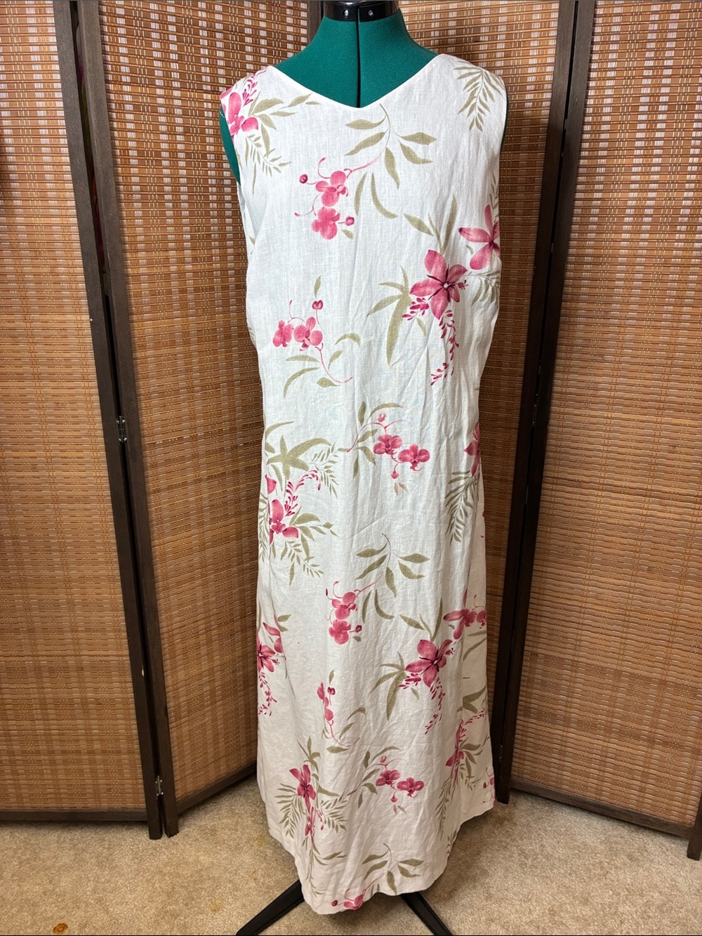 Style & Co. White Maxi Dress with Pink Floral Print
